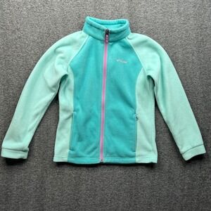 Columbia Jacket Girls L 14/16 Teal Mint Green Fleece Full Zip WG6756 Mock Neck